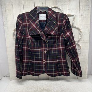 Vintage Doncaster Womens Short Blazer Size 10 Plaid 4 Button Lined 100% Wool